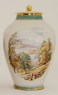 Pottery cremation urns - autumn landscape design