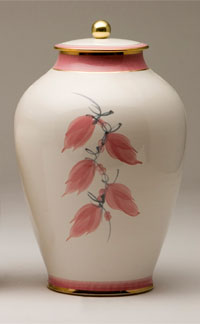 Pottery cremation urns - gum blossum design