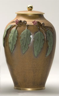 Pottery cremation urns - sculptured gum design
