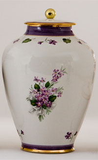 Pottery cremation urns - violets design