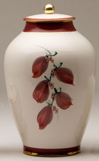 Pottery cremation urns - winter rose design