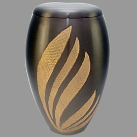 Brass cremation urns - flair black 10inch EP556 design