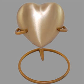Brass cremation urns - Gold Heart design