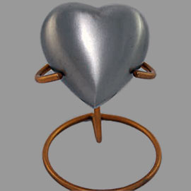Brass cremation urns - Silver Heart design