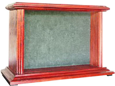 Sample of timber cremation urns with a built in photo frame.
