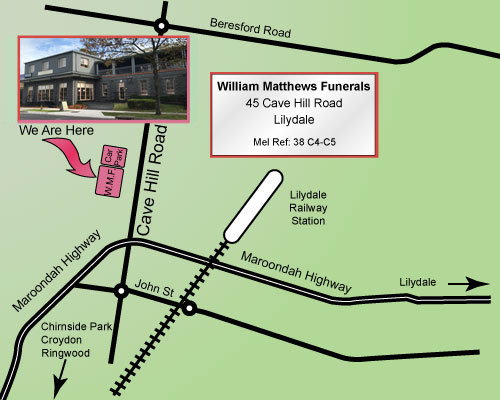 Map to William Matthews Funerals
